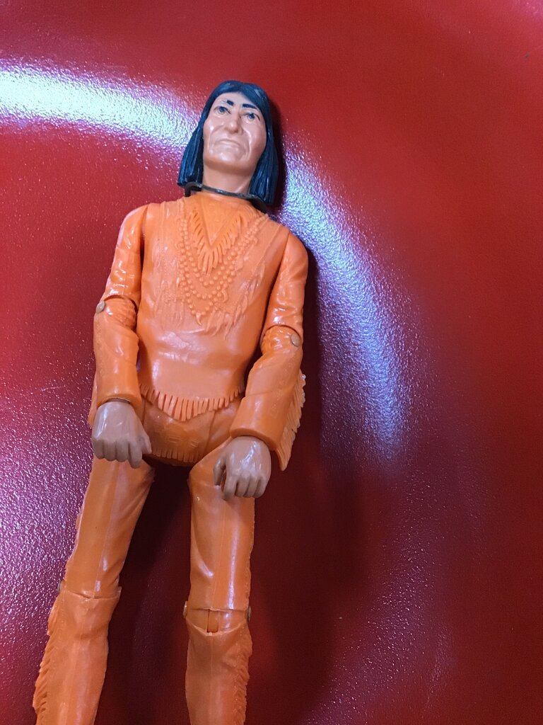 Vintage 1970s Orange Indian Action Figure
