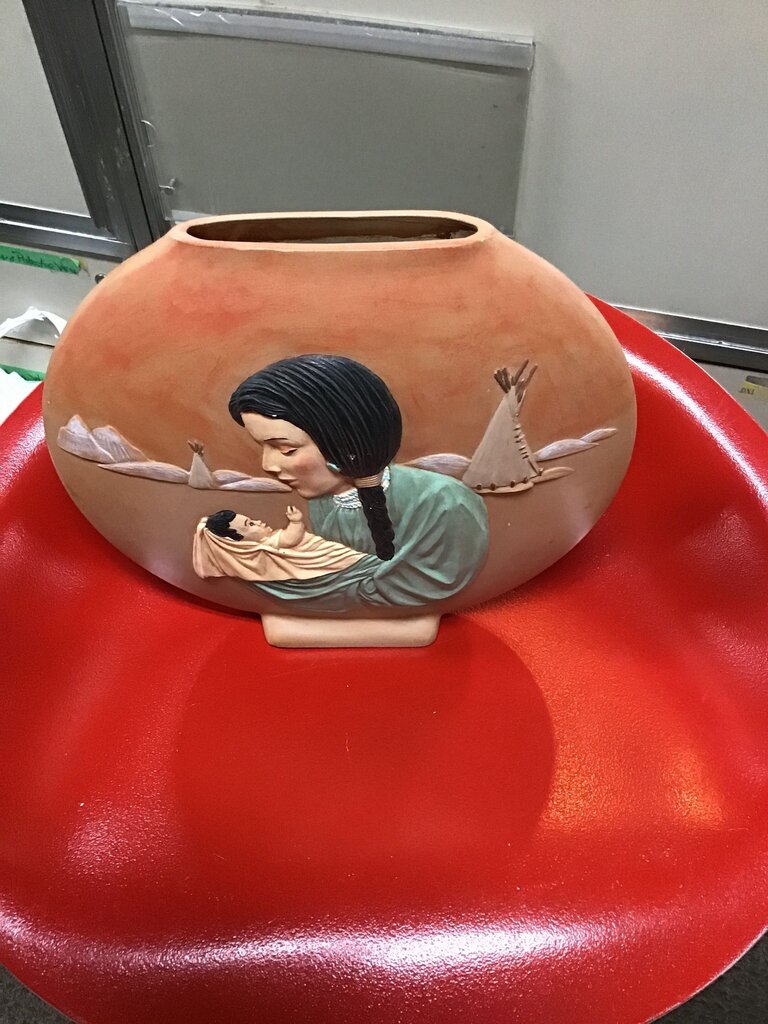 Native American Woman and Child Vase
