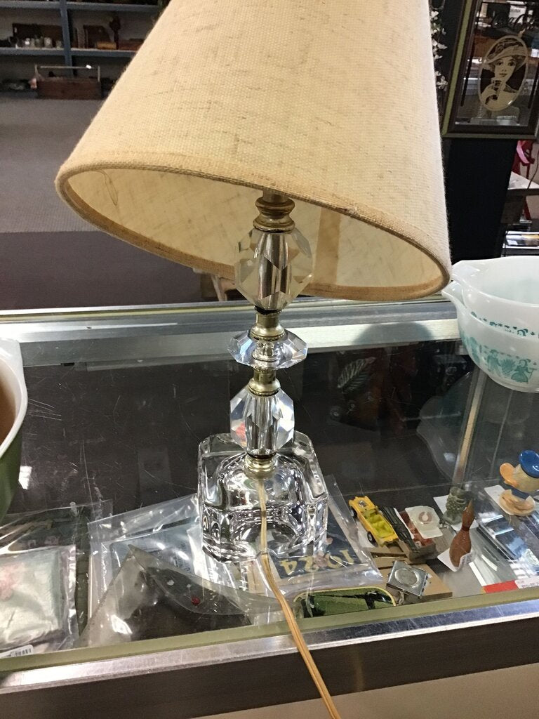 Crystal Table Lamp with Beige Shade