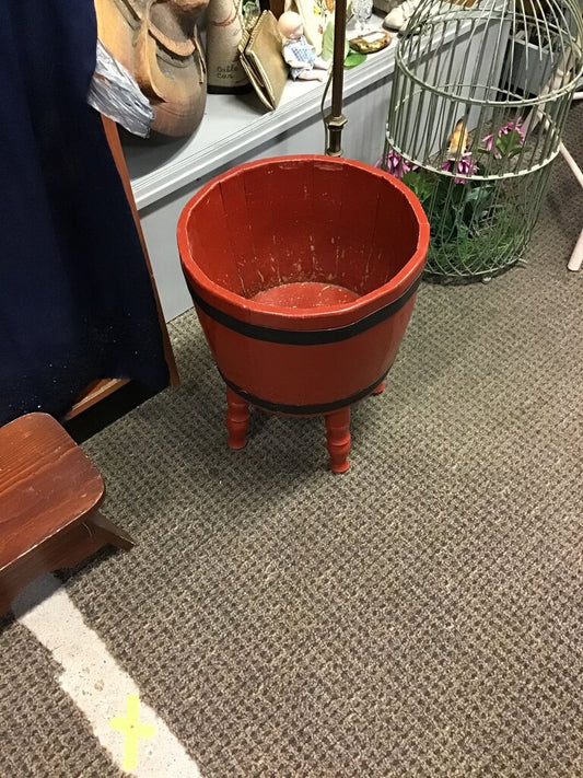 Antique Red Wooden Bucket