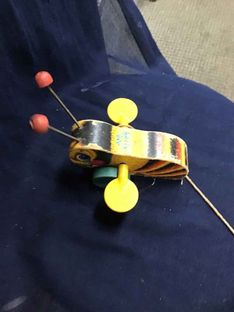 Vintage Wooden Pull Toy Bee