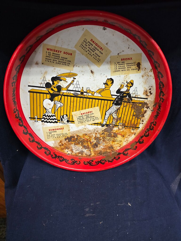 Vintage Cocktail Recipe Serving Tray