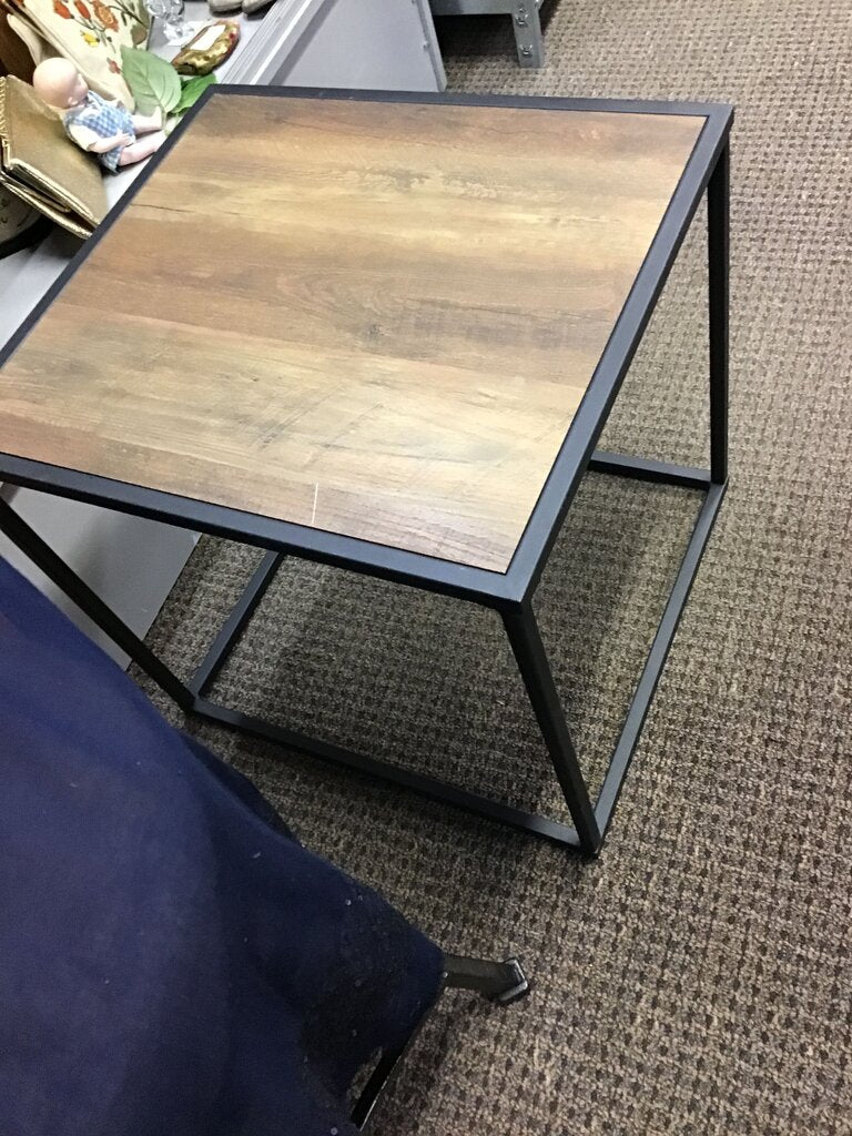 Rustic Wood Top Square Coffee Table