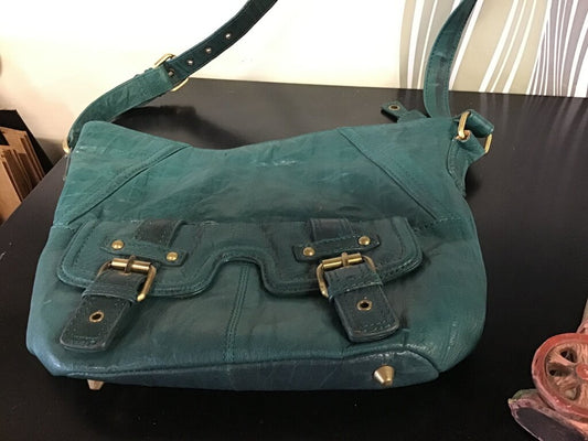 Teal Leather Crossbody Bag