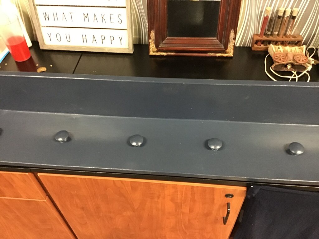 Navy Blue Wall Shelf with Hooks