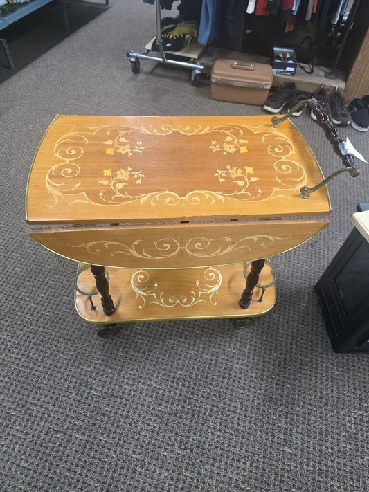 Vintage Inlaid Italian Serving Cart