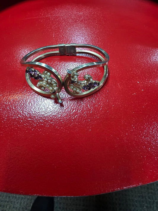 Vintage Silver and Purple Rhinestone Bracelet