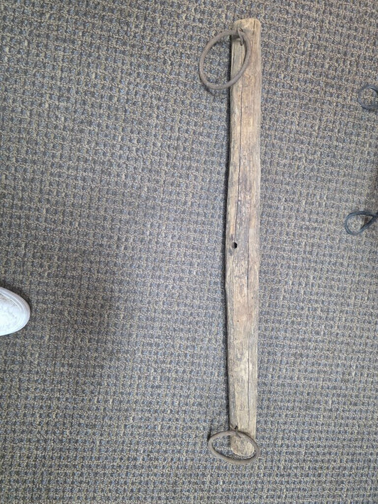 Vintage Wooden Tool with Metal Rings