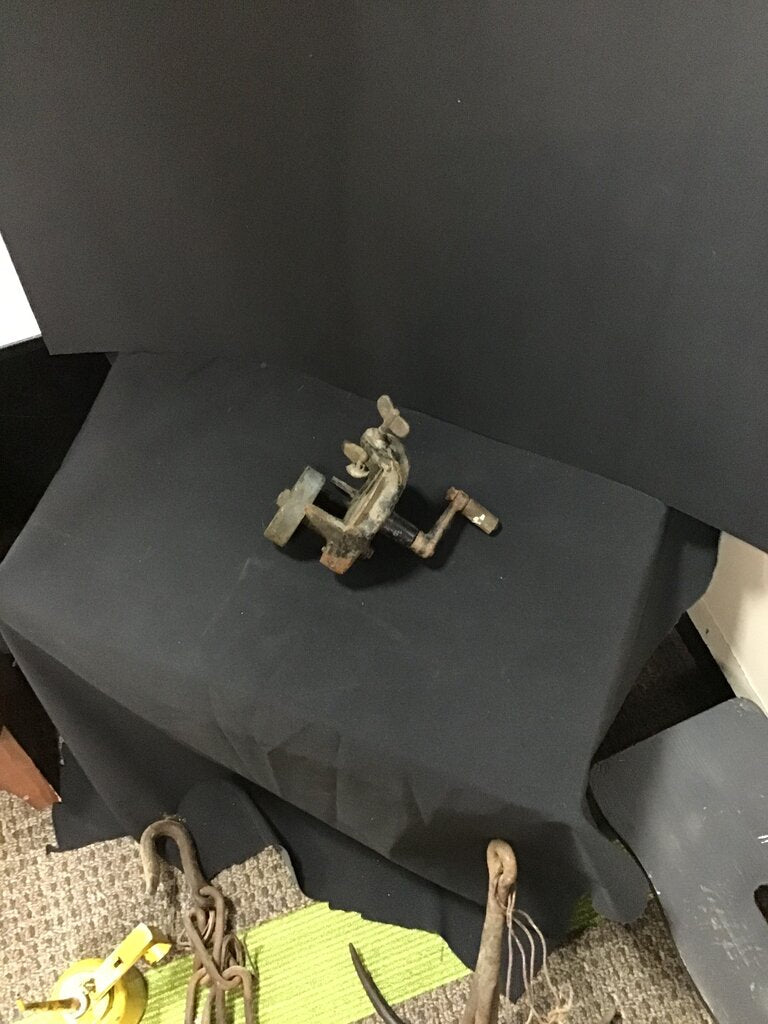 Vintage cast iron hand crank bench grinder sharpening wheel