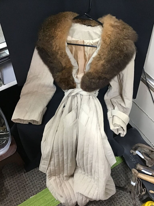 Vintage Fur Collar Quilted Coat