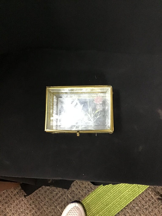 Vintage Glass Display Box with Floral Design