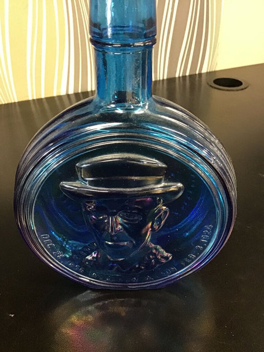 Blue Glass Decanter with Figure Design