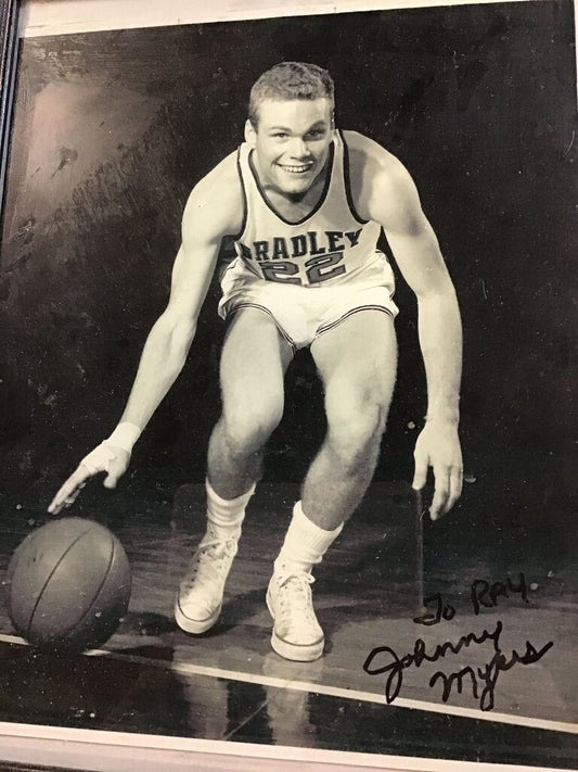Johnny Myers Signed Bradley Basketball Photograph