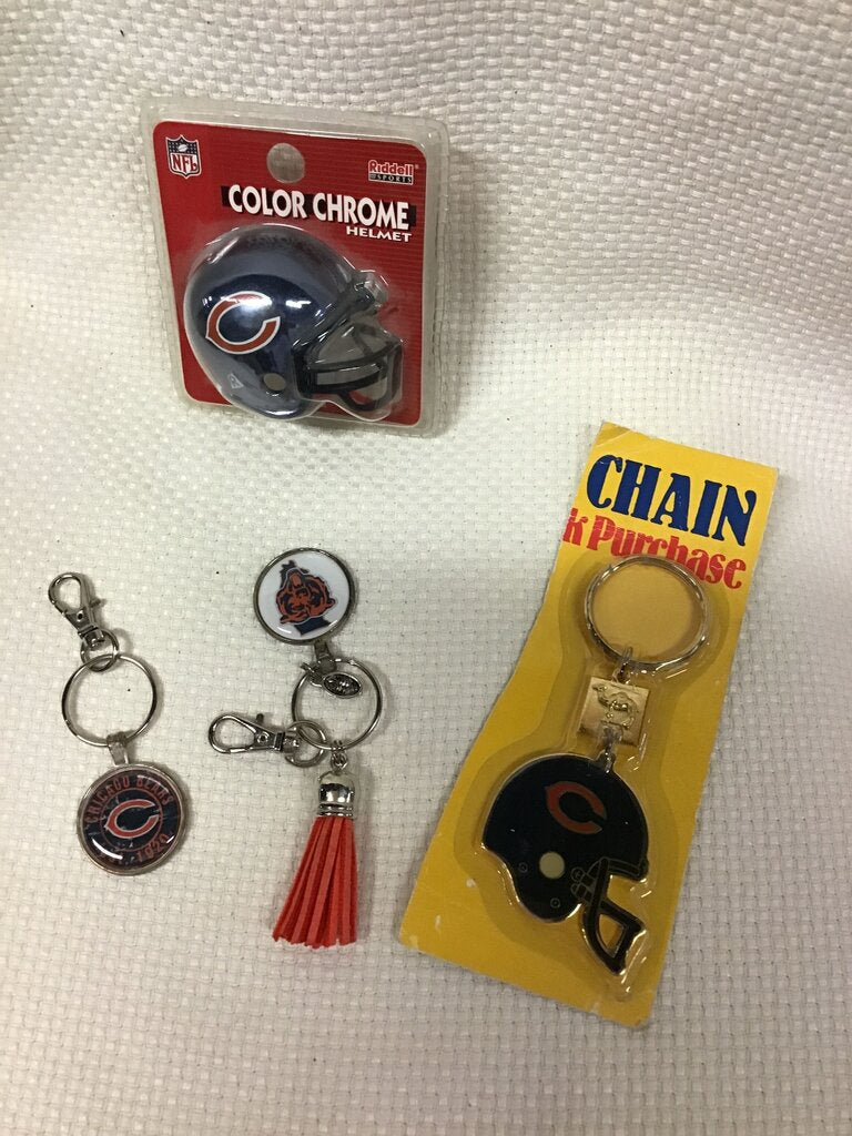 Chicago Bears NFL Color Chrome Helmet Keychain Set