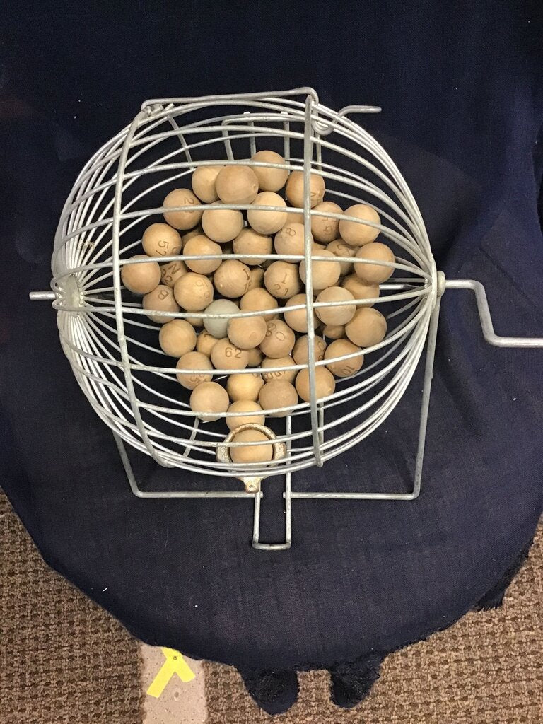 Vintage Bingo Cage with Wooden Balls