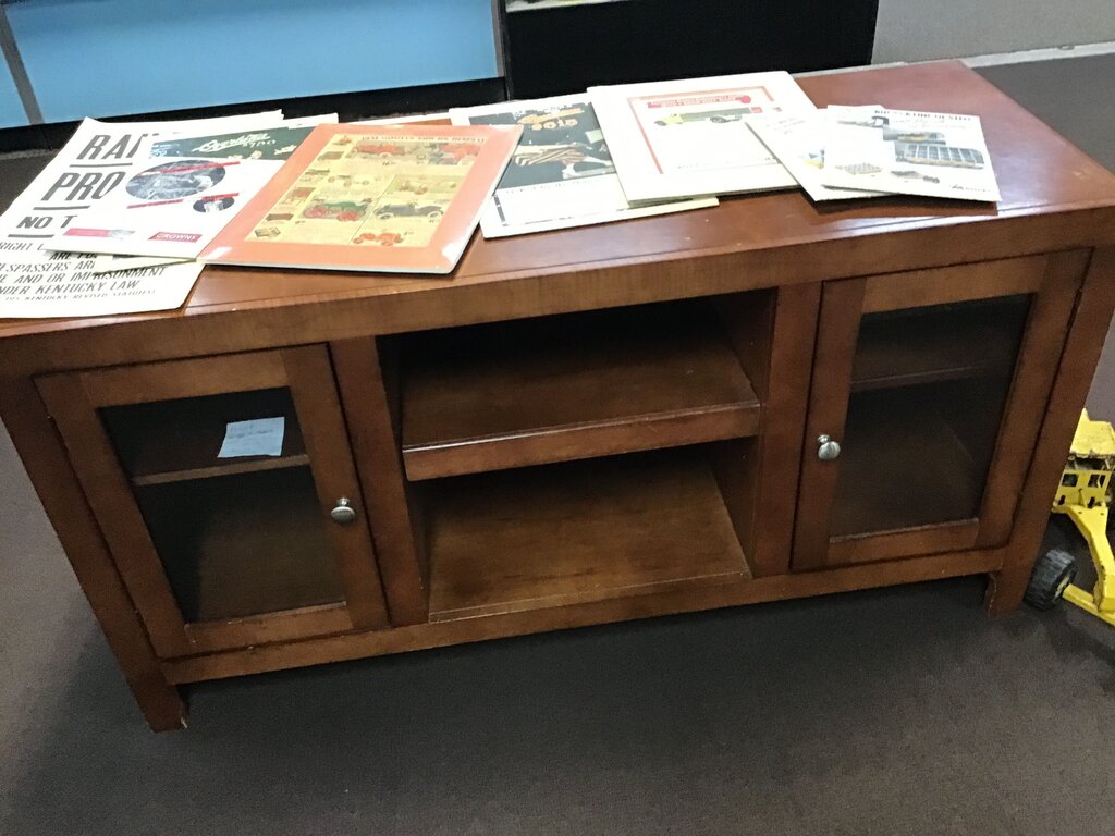 Wooden Coffee Table with Glass Doors