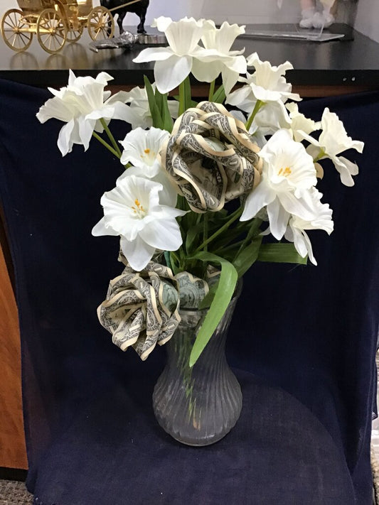 Decorative Flower Arrangement with Money Roses