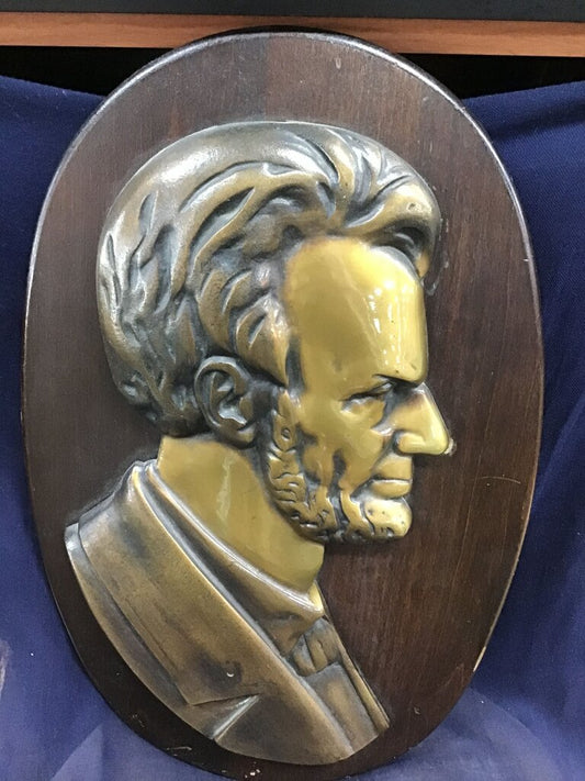 Bronze Brass Abraham Lincoln Oval Plaque Brenner Profile