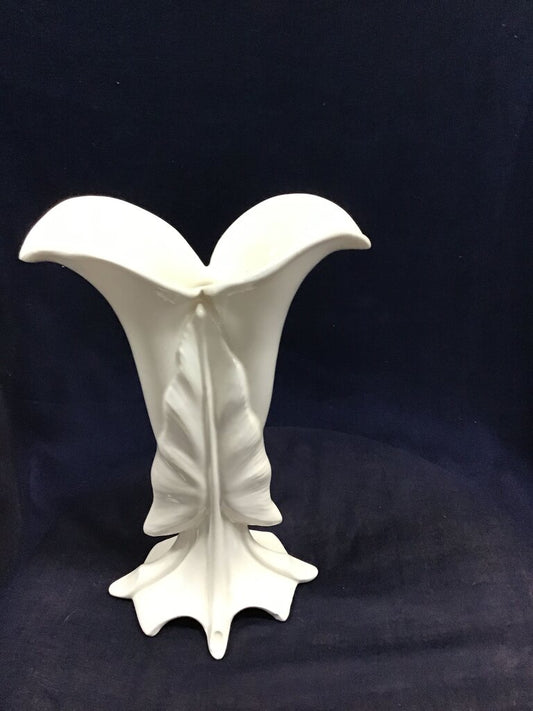 Vintage Rare McCoy Pottery white Leaf Vase #597
