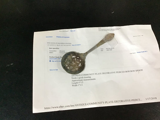 Antique Community Plate Decorative Pierced Bon Bon Spoon
