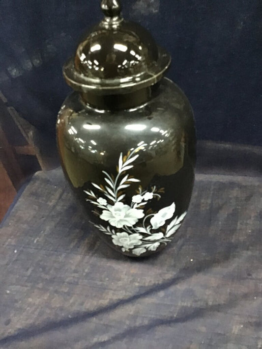 Decorative Black Floral Urn