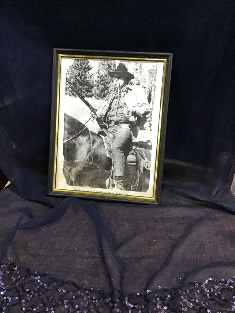 Vintage Framed Black and White Cowboy Photograph