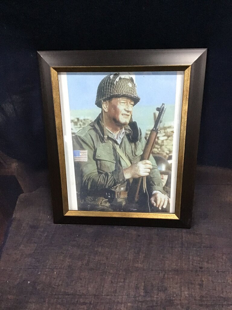 Framed Vintage Military Portrait of John Wayne