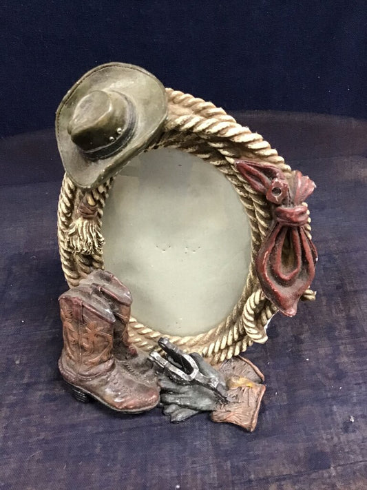 Western Themed Picture Frame with Cowboy Accessories