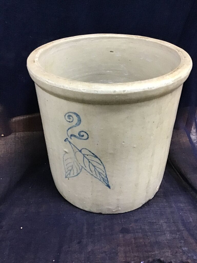 Antique Stoneware Crock RedWing Leaf Design 2 gallon