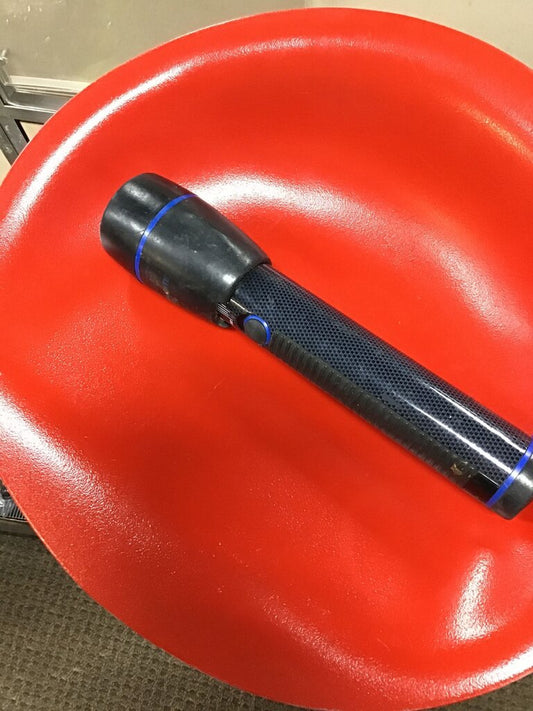 Black Flashlight with Blue Accents