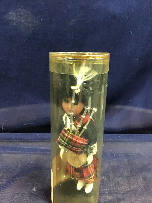Vintage Glen Angus Scottish Bagpiper Doll in Display Case