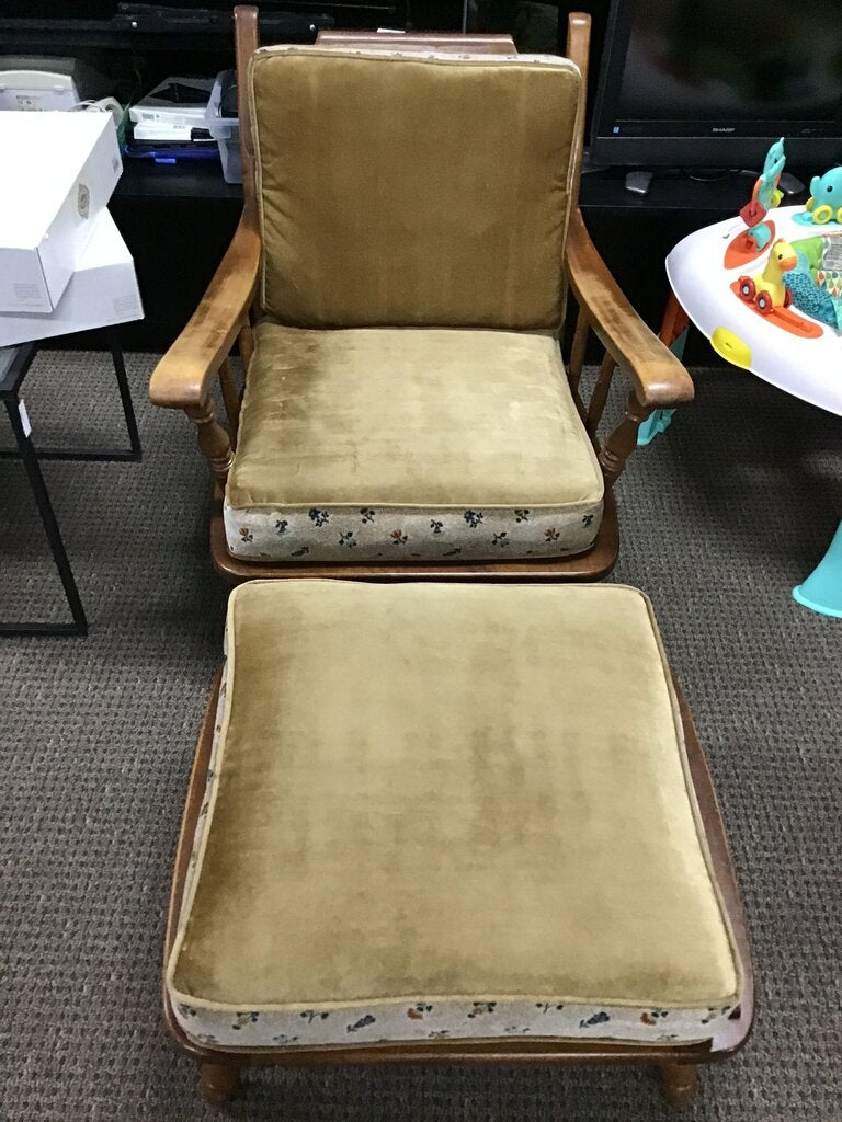 Vintage Chair with Ottoman