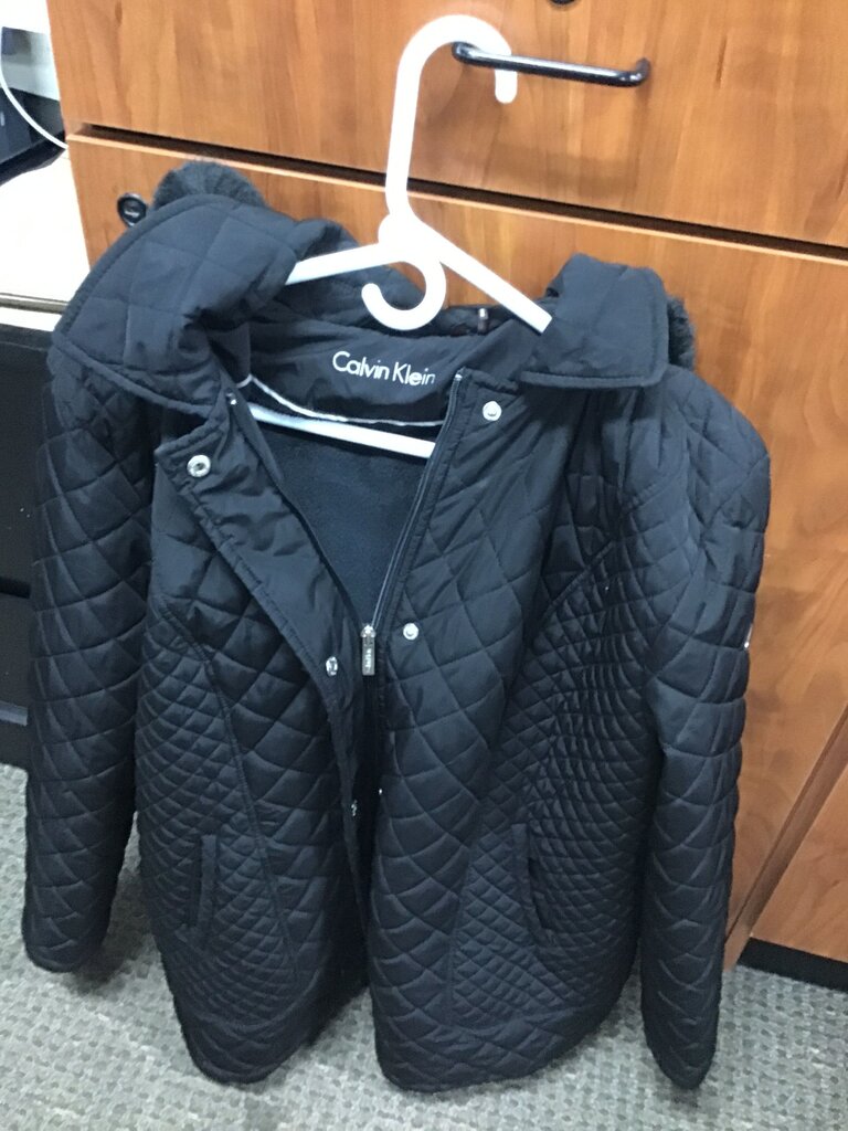 Calvin Klein Black Quilted Jacket with Removable Hood