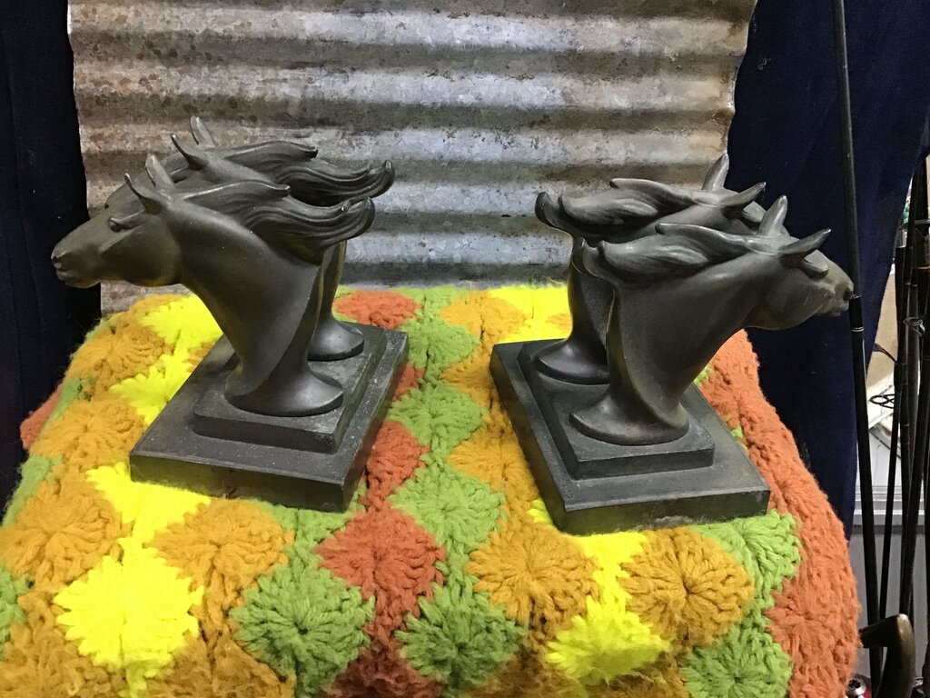 Pair of Decorative Horse Head Bookends titled twin horses